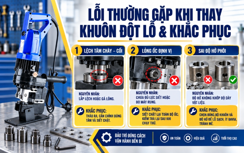 Các lỗi thường gặp khi thay khuôn đột lỗ và cách khắc phục