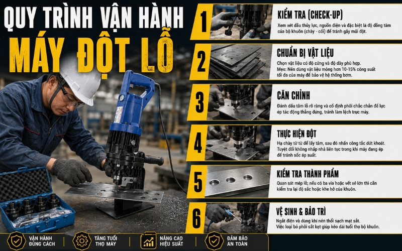 Hướng dẫn sử dụng máy đột lỗ đúng cách từng bước