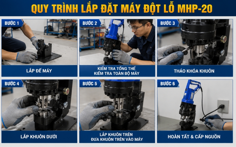 Quy trình lắp đặt máy đột lỗ cầm tay MHP-20