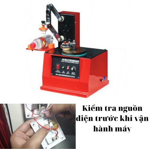 Kiểm tra nguồn điện trước khi vận hành máy in date