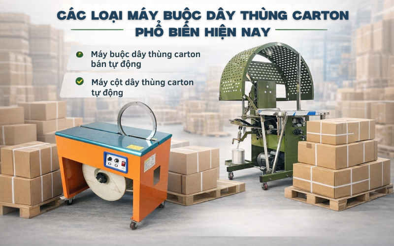 Các loại máy buộc dây thùng carton phổ biến hiện nay