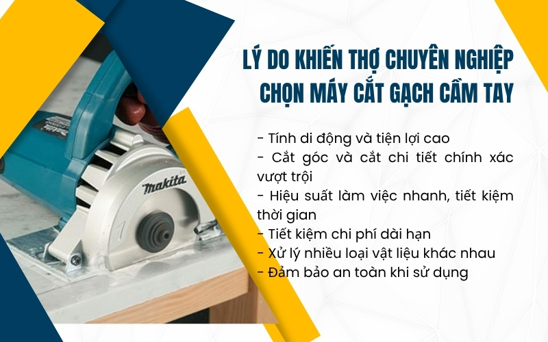 Lý do khiến thợ chuyên nghiệp chọn máy cắt gạch cầm tay