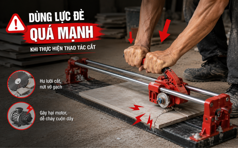 Dùng lực đè quá mạnh khi thực hiện thao tác cắt