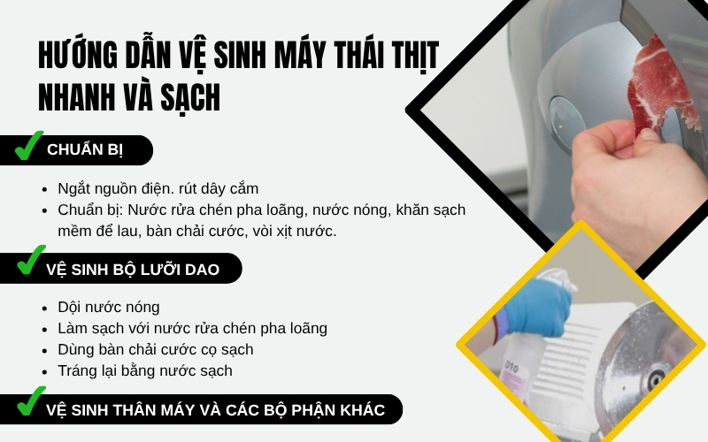Hướng dẫn vệ sinh máy thái thịt nhanh và sạch