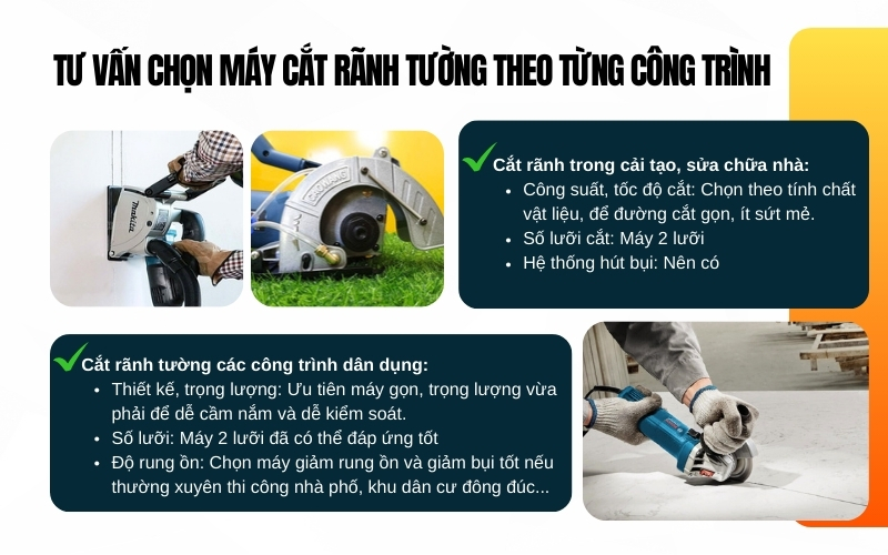Tư vấn chọn máy cắt rãnh tường theo từng công trình
