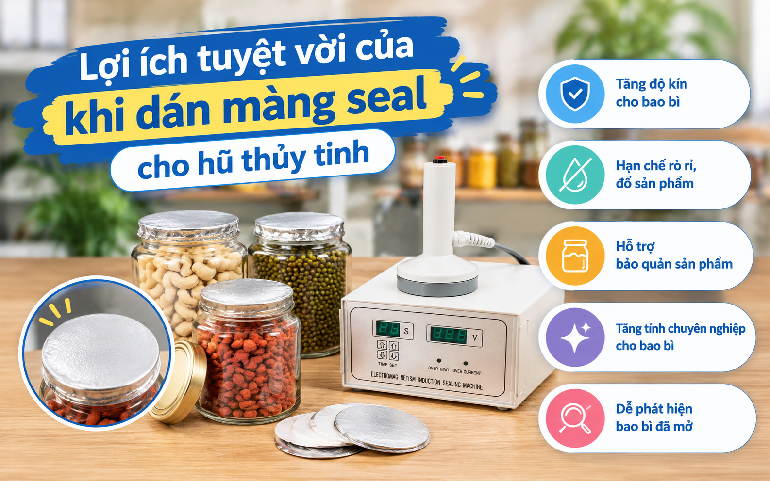 Lợi ích tuyệt vời của khi dán màng seal cho hũ thủy tinh
