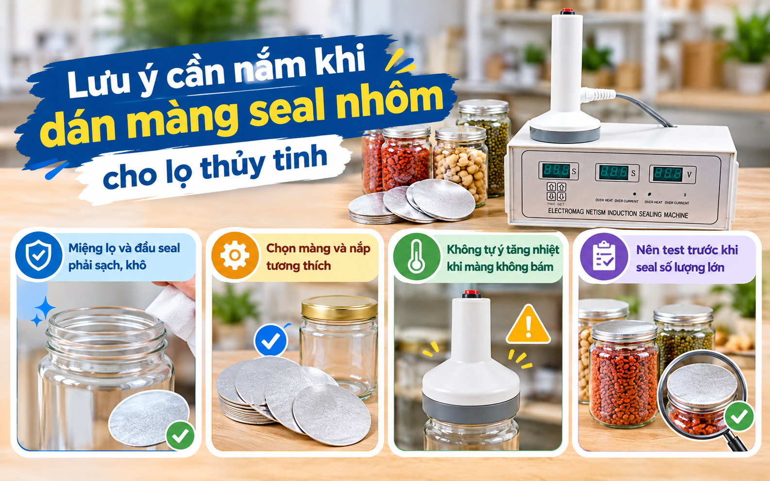  Lưu ý cần nắm khi dán màng seal nhôm cho lọ thủy tinh