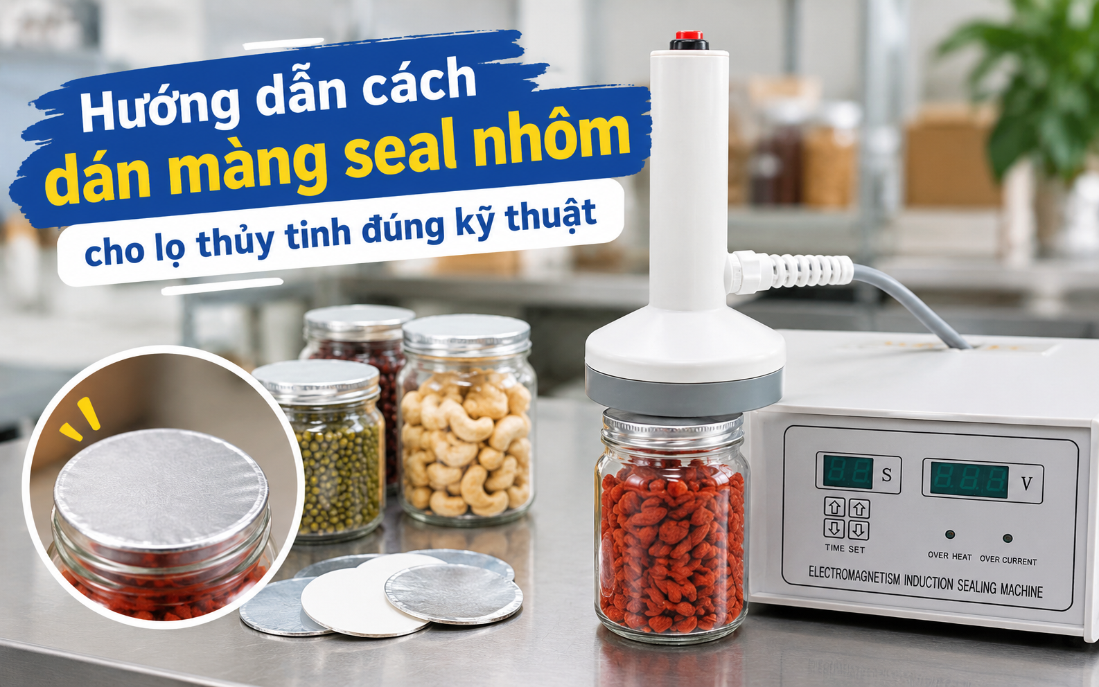Hướng dẫn cách dán màng seal nhôm cho lọ thủy tinh