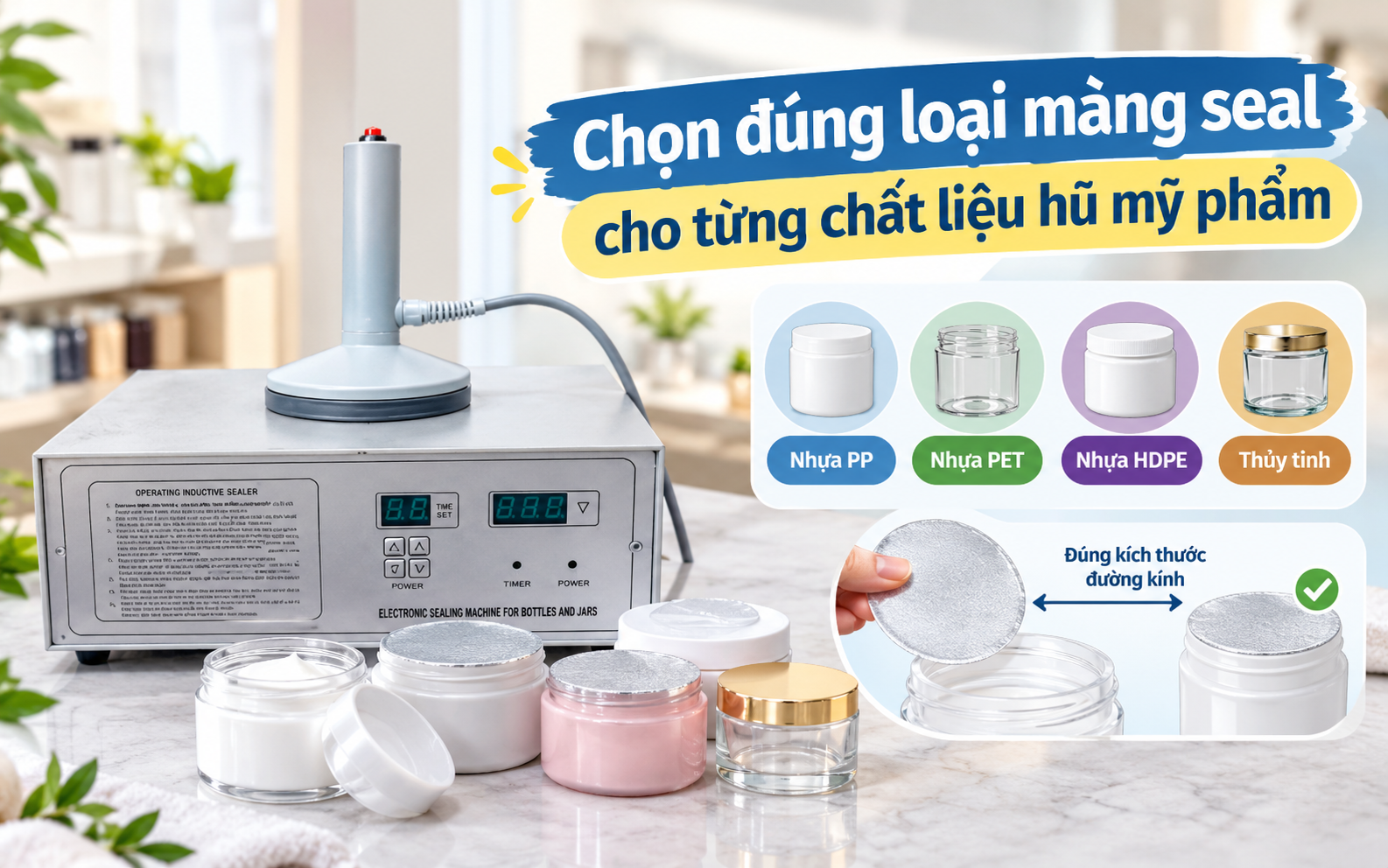 Chọn đúng loại màng seal cho từng chất liệu hũ mỹ phẩm