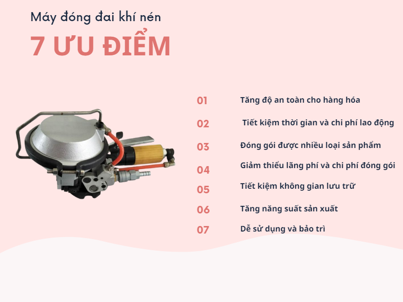 7 ưu điểm vượt trội của máy đóng đai khí nén giúp chinh phục hàng hóa