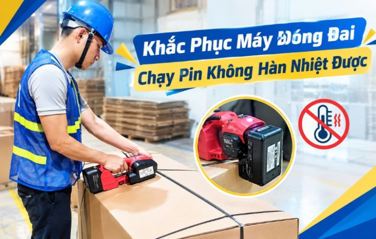 Khắc Phục Máy Đóng Đai Chạy Pin Không Hàn Nhiệt Được