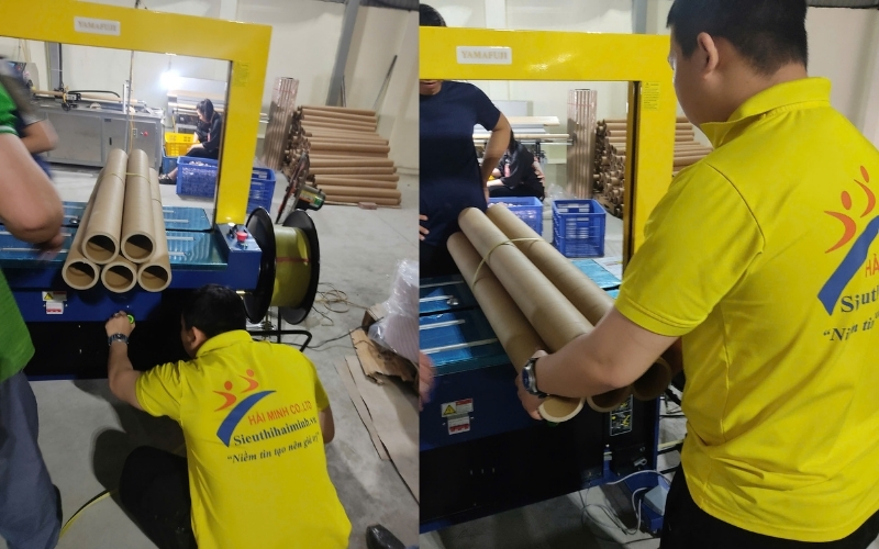 Chuẩn bị lắp đặt máy đóng đai tự động