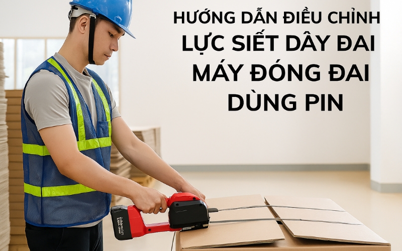 Hướng dẫn điều chỉnh lực siết dây đai máy đóng đai dùng pin