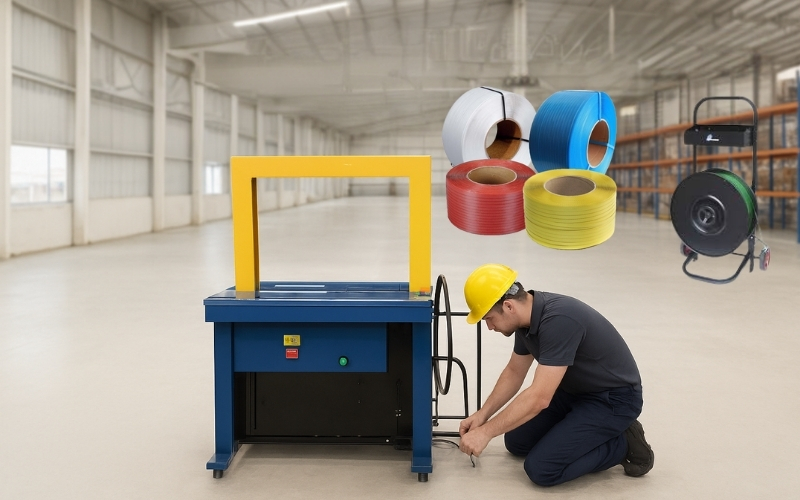 Lắp đặt bộ phận đựng cuộn dây đai