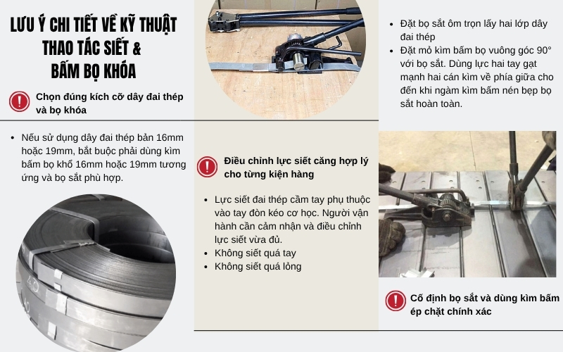 Lưu ý chi tiết về kỹ thuật thao tác siết & bấm bọ khóa