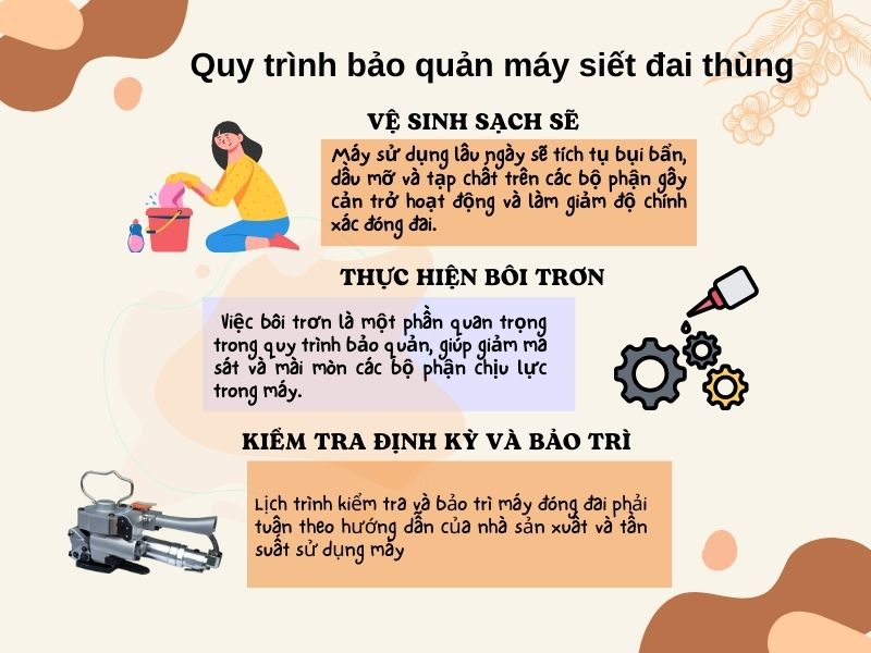 Quy trình bảo quản máy siết đai thùng