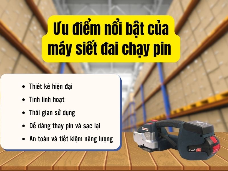 Ưu điểm nổi bật của máy siết đai chạy pin