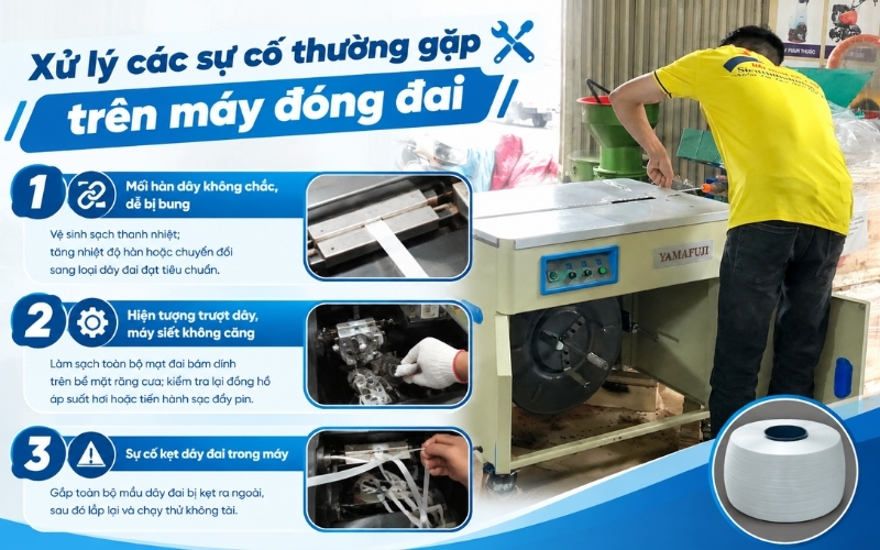 Xử lý các sự cố thường gặp trên máy đóng đai