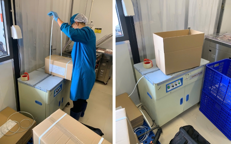 Đóng đai bằng máy bán tự động (Dạng bàn)