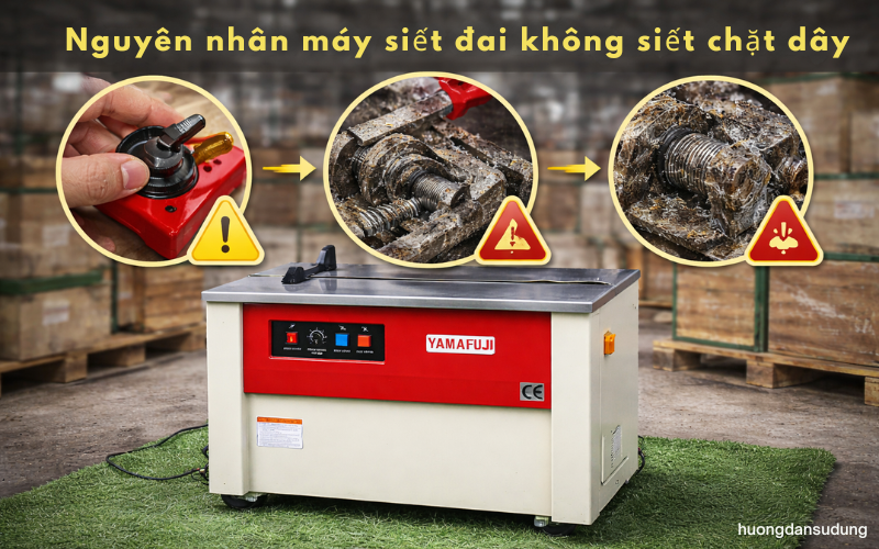 Nguyên nhân máy siết đai không siết chặt dây
