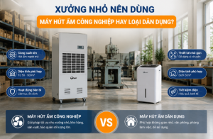 Xưởng nhỏ nên dùng máy hút ẩm công nghiệp hay loại dân dụng?