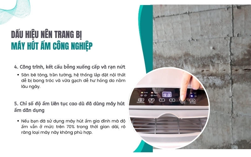Chỉ số độ ẩm liên tục cao nên dùng máy hút ẩm công nghiệp