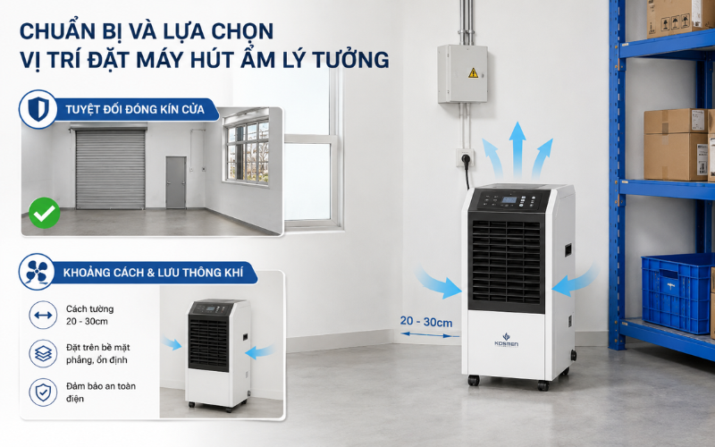 Chuẩn bị và lựa chọn vị trí đặt máy hút ẩm lý tưởng