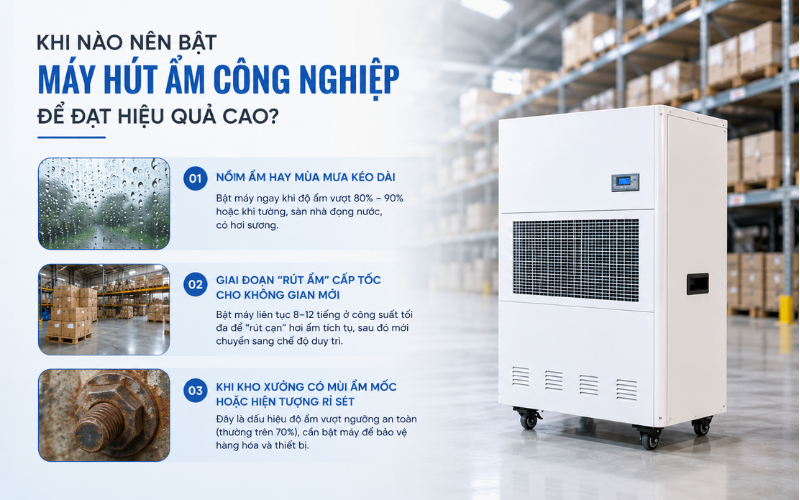 Khi nào nên bật máy hút ẩm công nghiệp để đạt hiệu quả cao