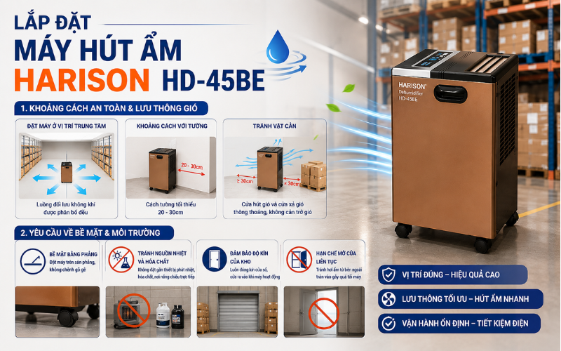 Lắp đặt máy hút ẩm Harison HD-45BE