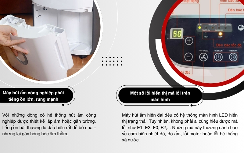Lỗi thiết bị hút ẩm công nghiệp phát tiếng ồn lớn, rung mạnh và lỗi màn hình