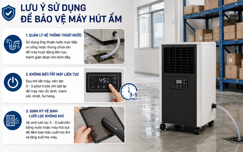Lưu ý sử dụng để bảo vệ máy hút ẩm