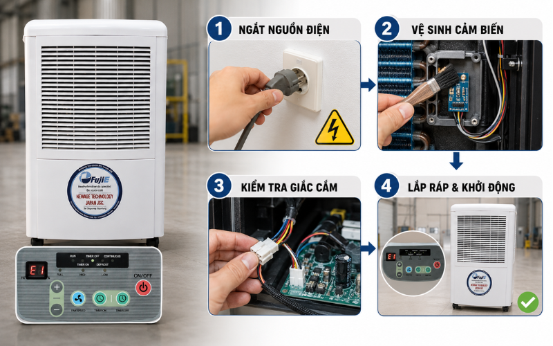 Quy trình kiểm tra và khắc phục lỗi sensor máy hút ẩm