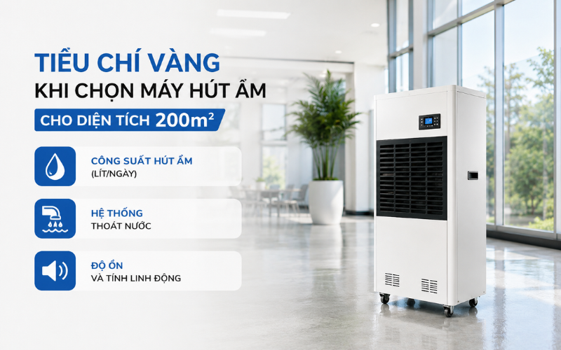Tiêu chí vàng khi chọn máy hút ẩm cho diện tích 200m^2