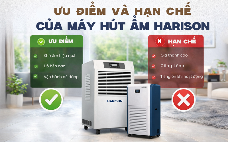 Ưu điểm và hạn chế của máy hút ẩm Harison
