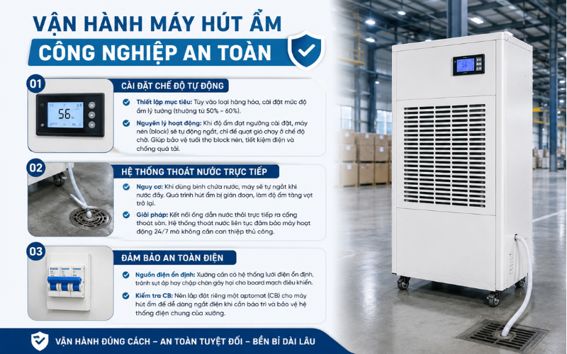 Vận hành máy hút ẩm công nghiệp an toàn