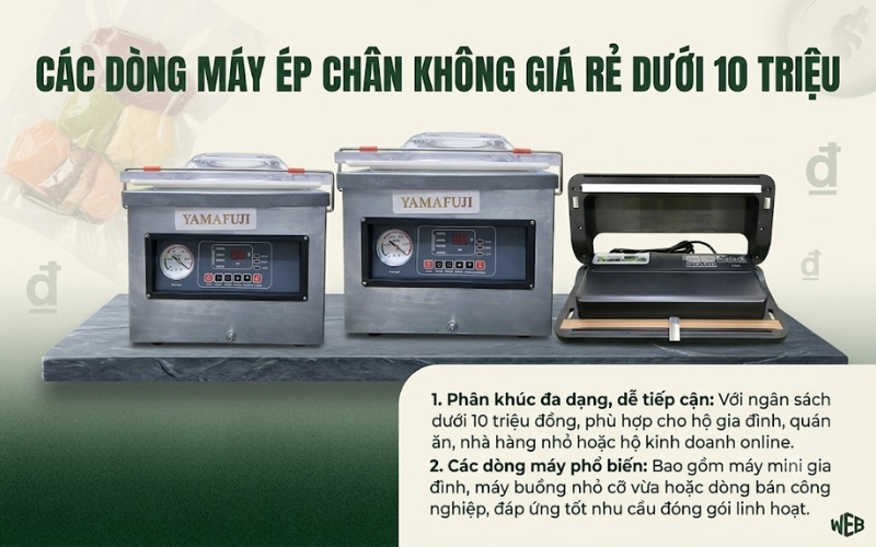 Các dòng máy ép chân không giá rẻ dưới 10 triệu