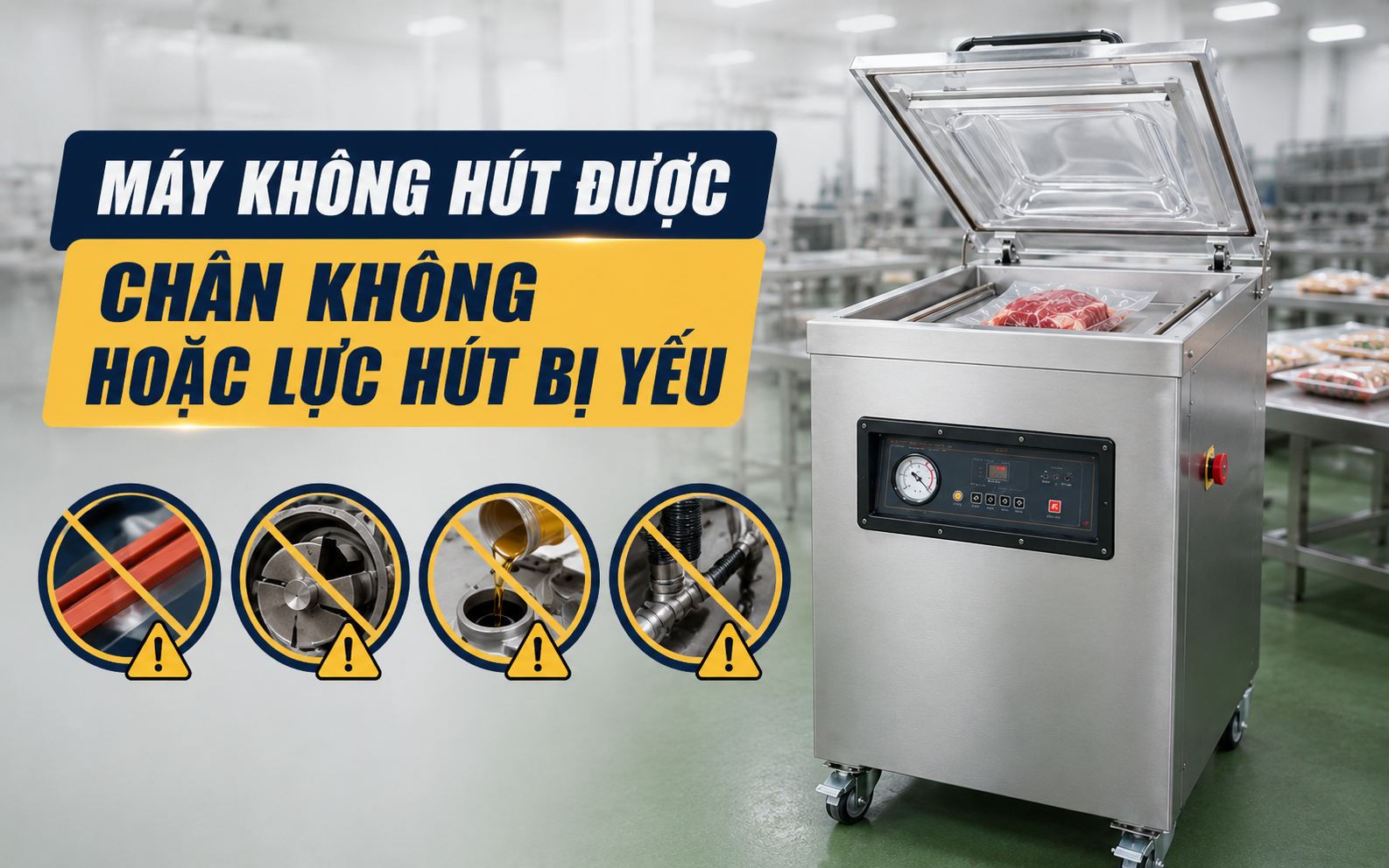 Máy không hút được chân không hoặc lực hút bị yếu