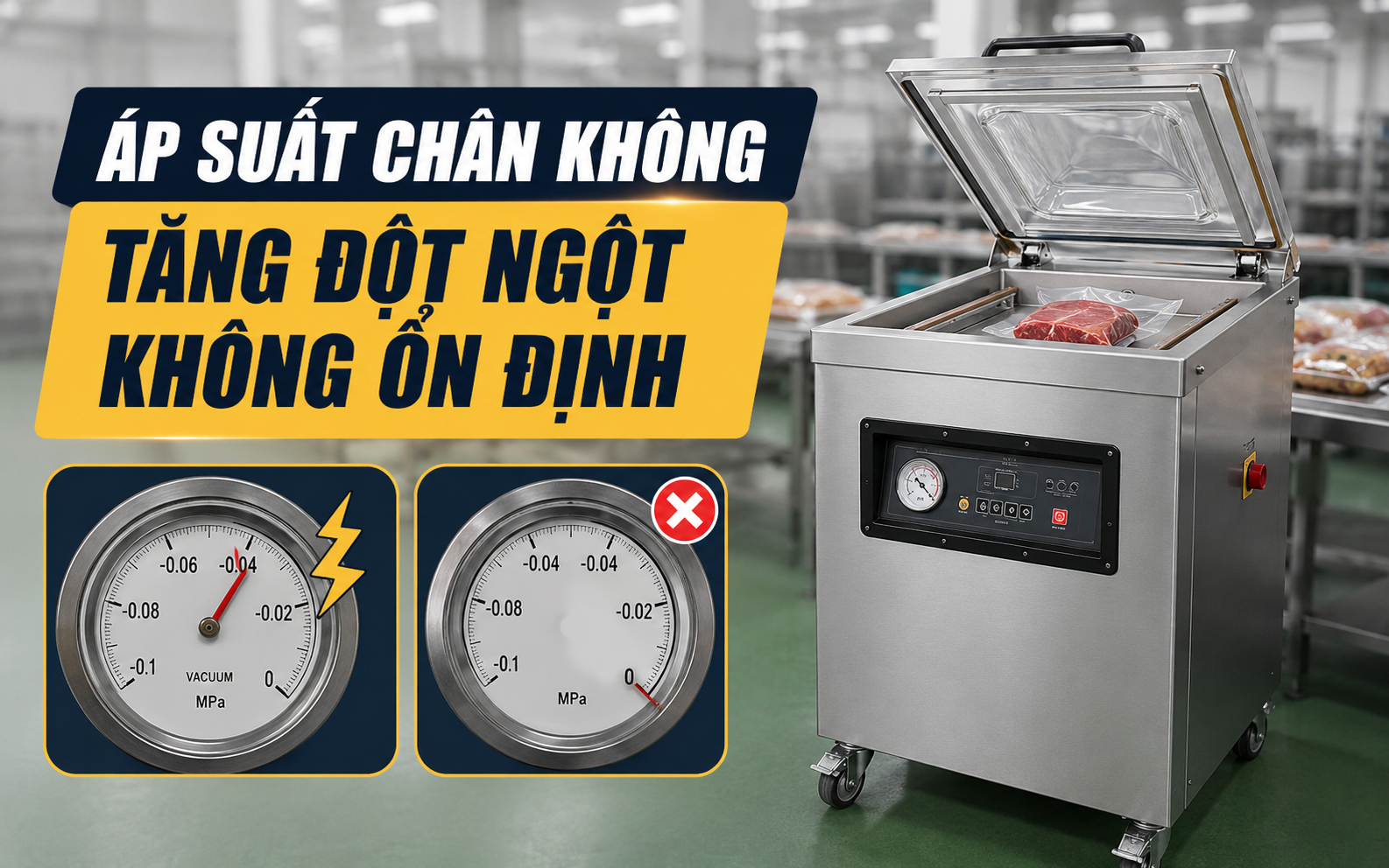 Áp suất chân không tăng đột ngột không ổn định