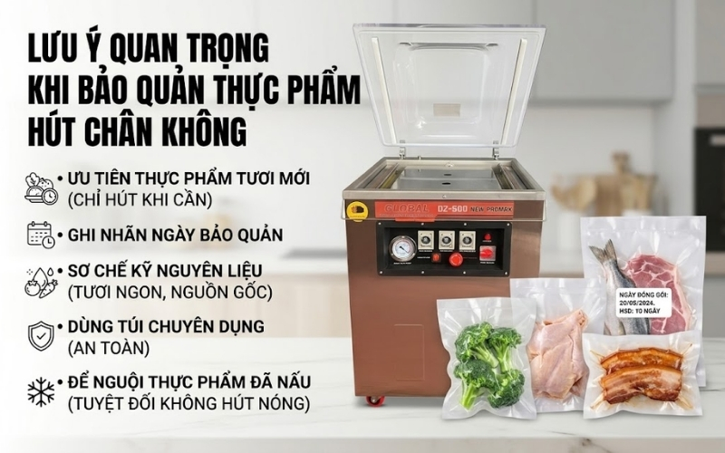 Cần lưu ý gì khi bảo quản thực phẩm bằng máy hút chân không?