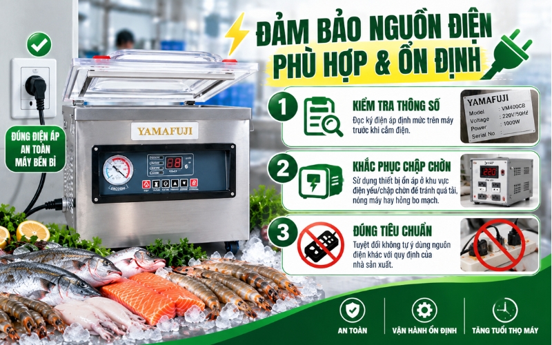 Đảm bảo nguồn điện phù hợp và ổn định