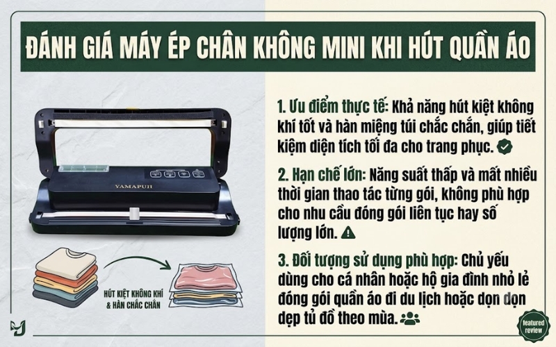 Dùng máy ép chân không mini hút chân không quần áo