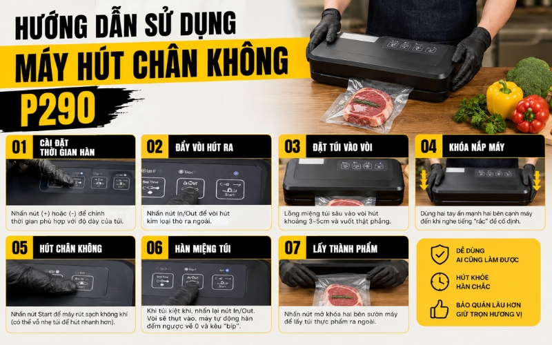 Hướng dẫn cách dùng máy hút chân không P290