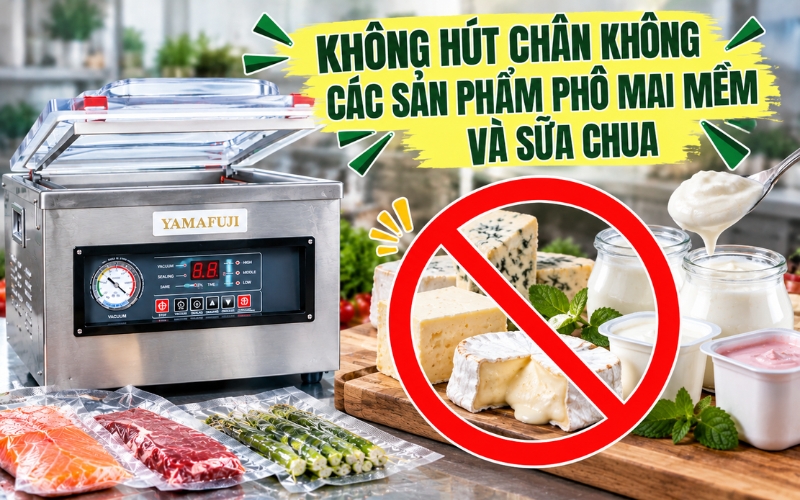 Không hút chân không các sản phẩm phô mai mềm và sữa chua
