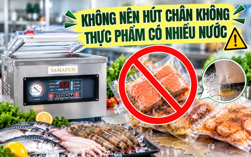 Không nên hút chân không thực phẩm có nhiều nước
