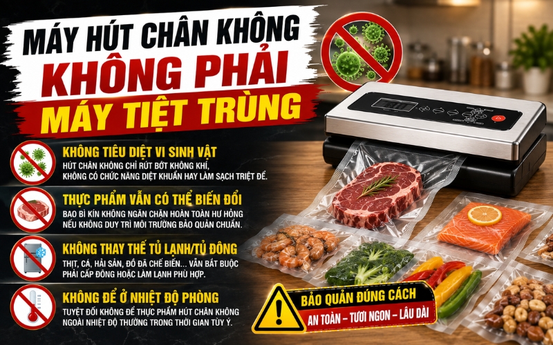 Máy hút chân không không phải máy tiệt trùng