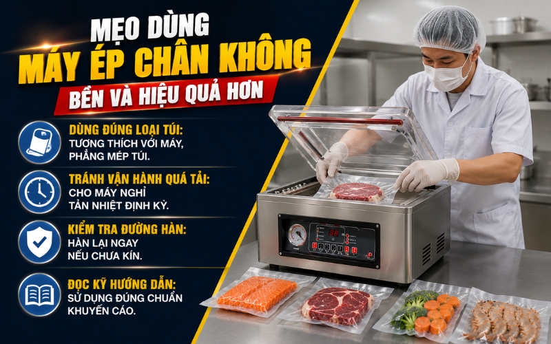Mẹo dùng máy ép chân không bền và hiệu quả hơn