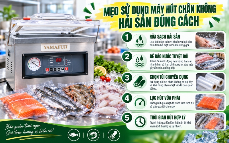 Mẹo sử dụng máy hút chân không hải sản đúng cách