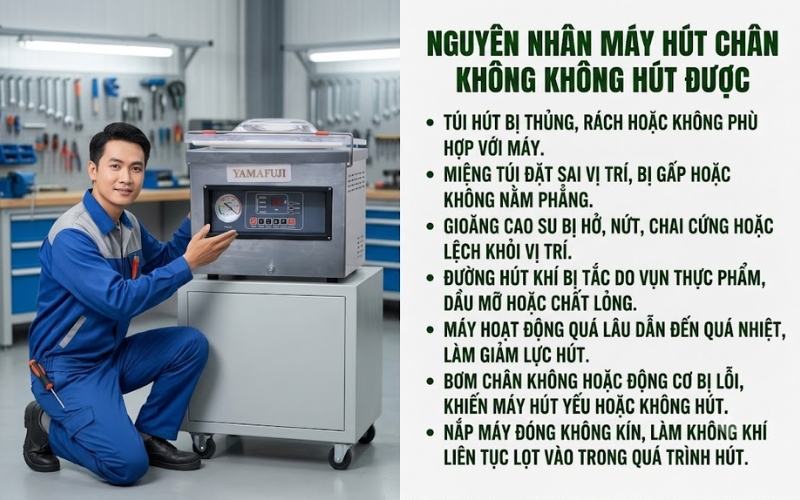 Nguyên nhân máy hút chân không không hút được