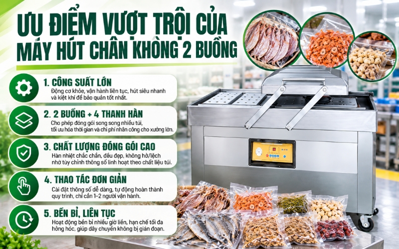 Ưu điểm vượt trội của máy hút chân không 2 buồng