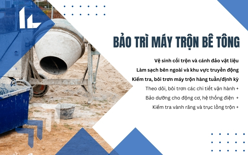 Bảo trì máy trộn bê tông bắt buộc sau mỗi lần sử dụng